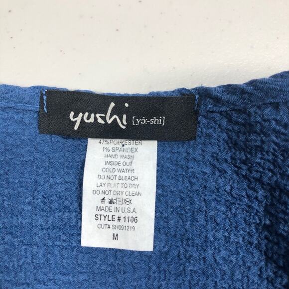 Yushi blue long tunic with bead accented sleeves medium - Picture 7 of 8